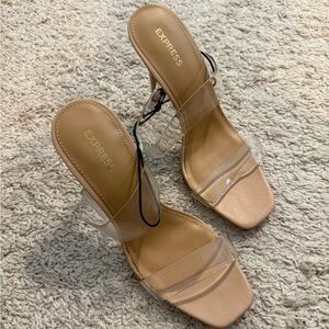 Express Women's Transparent and Beige Heels
